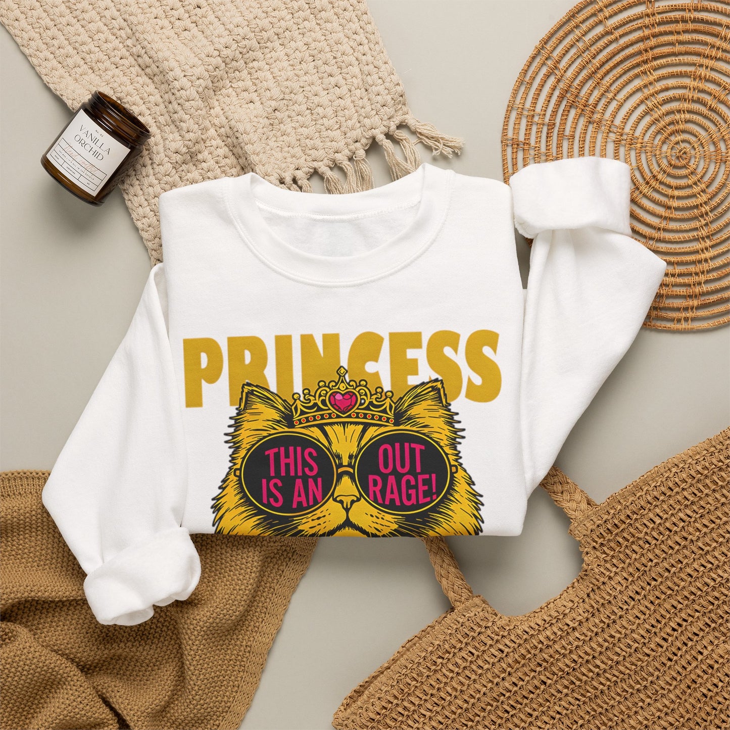 Princess Donut "This Is an Outrage!" Sweatshirt | Dungeon Crawler Carl Inspired Crewneck | Princess Donut Fan Gift | Funny Cat Sweatshirt