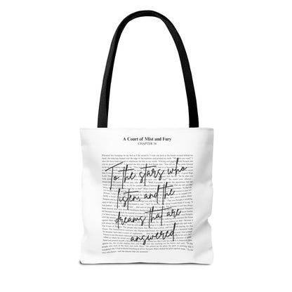 ACOTAR Tote Bag | A Court of Mist and Fury Quote | To the Stars Who Listen Book Lover Gift