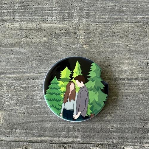 Twilight-Inspired Car Coasters | Bella & Edward Forest Scenes | Bookish Gift for Vampire Romance Fans