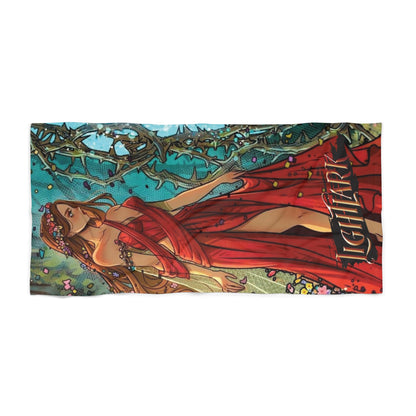 Isla Red Gown Beach Towel | Lightlark Inspired Fantasy Design