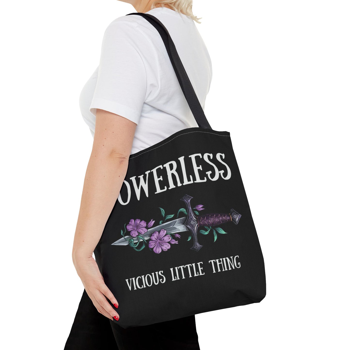Powerless Tote Bag | Vicious Little Thing Sword & Floral Bookish Bag