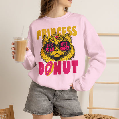 Princess Donut "This Is an Outrage!" Sweatshirt | Dungeon Crawler Carl Inspired Crewneck | Princess Donut Fan Gift | Funny Cat Sweatshirt