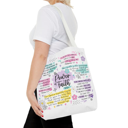 The Power of Faith | Christian Scripture Tote Bag | Inspirational Bible Verse Bag | Religious Gift for Women
