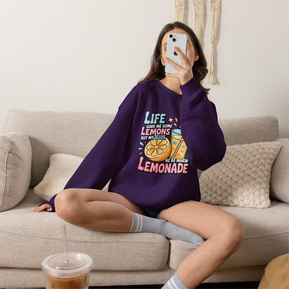 Life Gave Me Lemons But My Jesus He Be Makin' Lemonade Sweatshirt | Christian Sweatshirt | Forrest Frank Inspired Crewneck | Faith Graphic Pullover | Cute Christian Gift