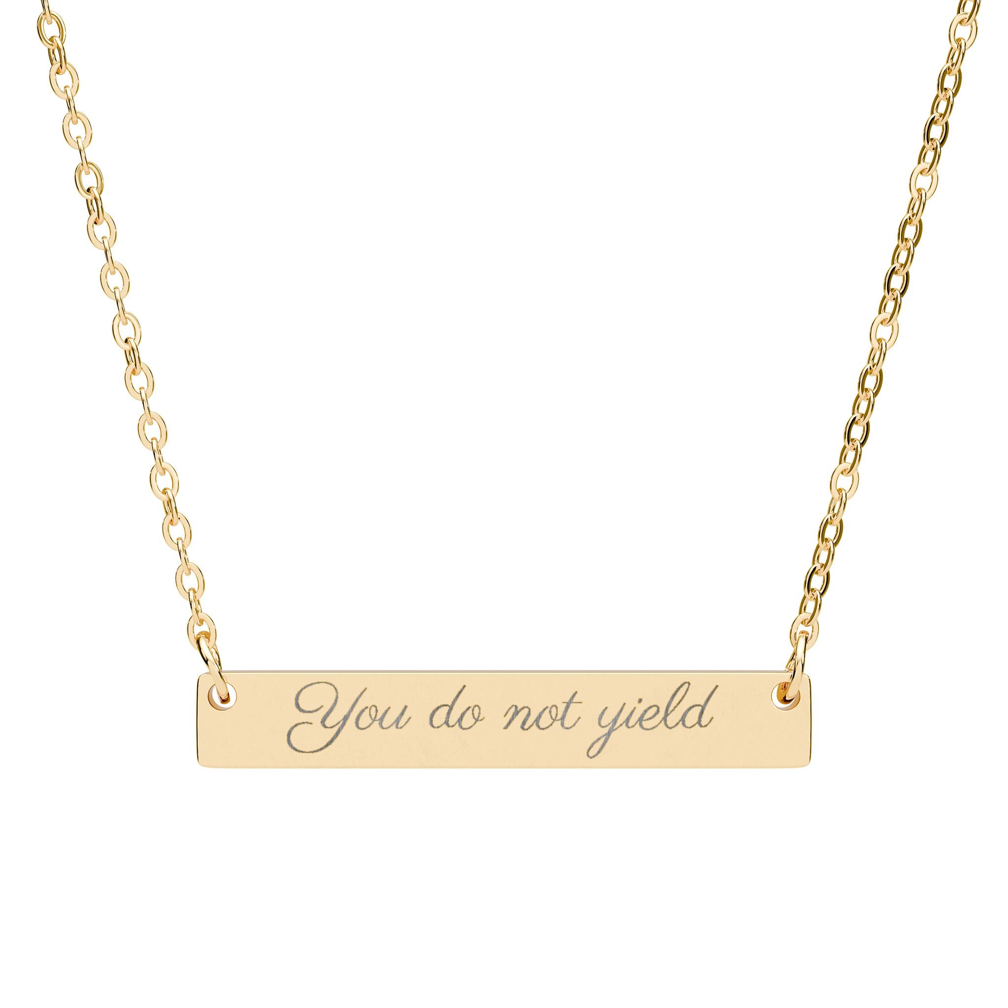 You Do Not Yield necklace | Horizontal Bar Engraved Jewelry