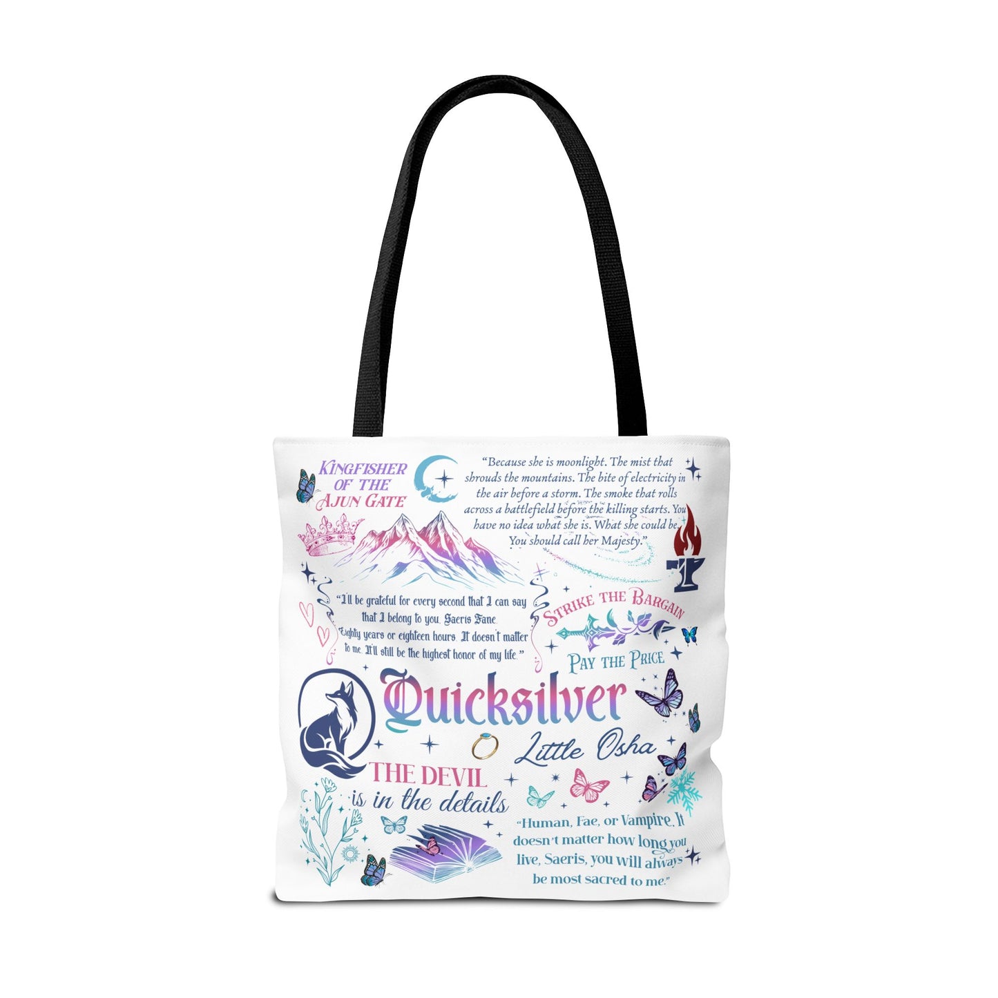 Quicksilver Quote Collage Tote Bag | Literary Script Typography