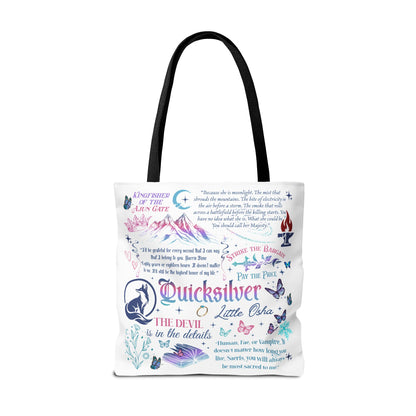 Quicksilver Quote Collage Tote Bag | Literary Script Typography