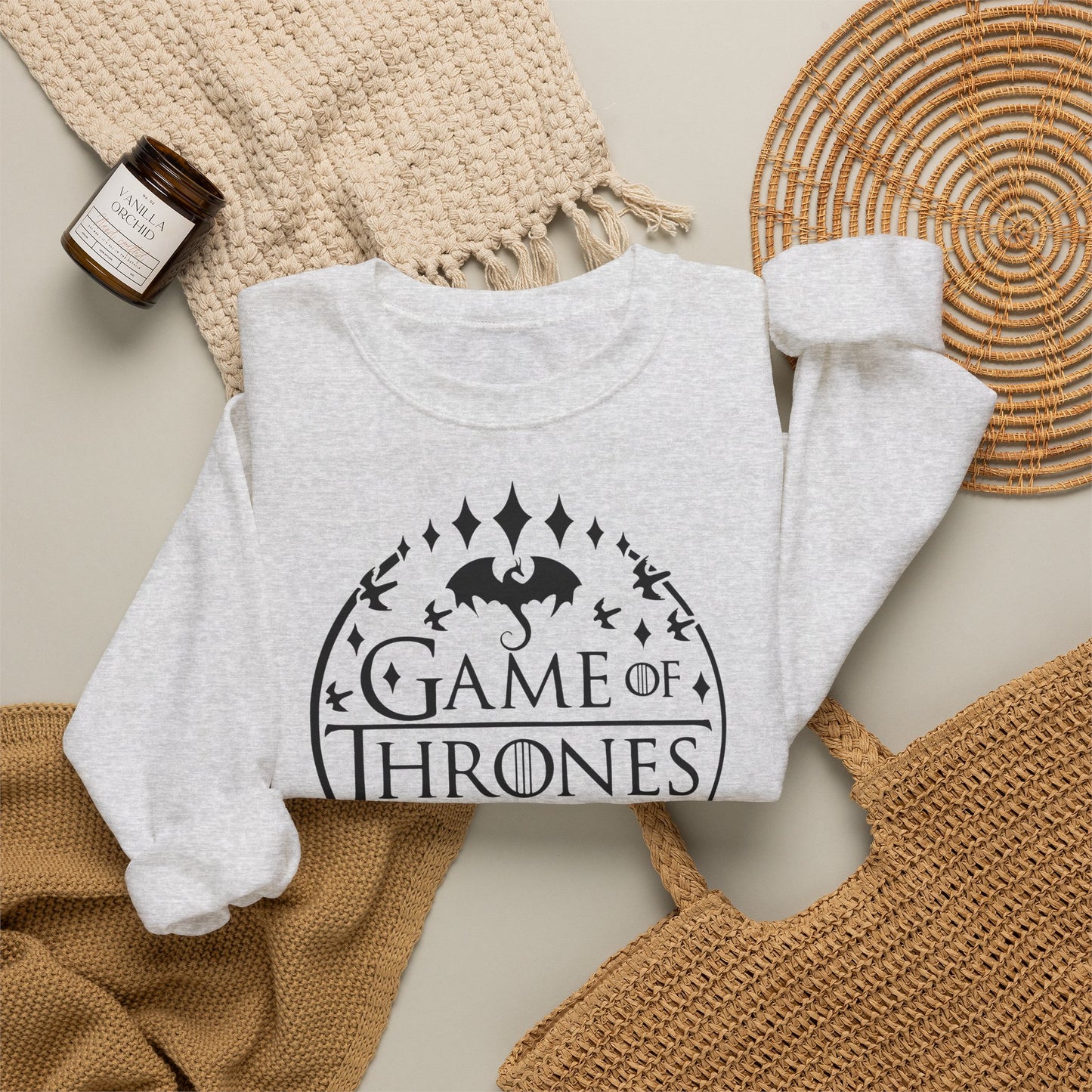 Game of Thrones Inspired Sweatshirt | Westeros Fantasy Crewneck | Dragon & Iron Throne Fan Gift | Unisex Cozy Bookish Sweatshirt