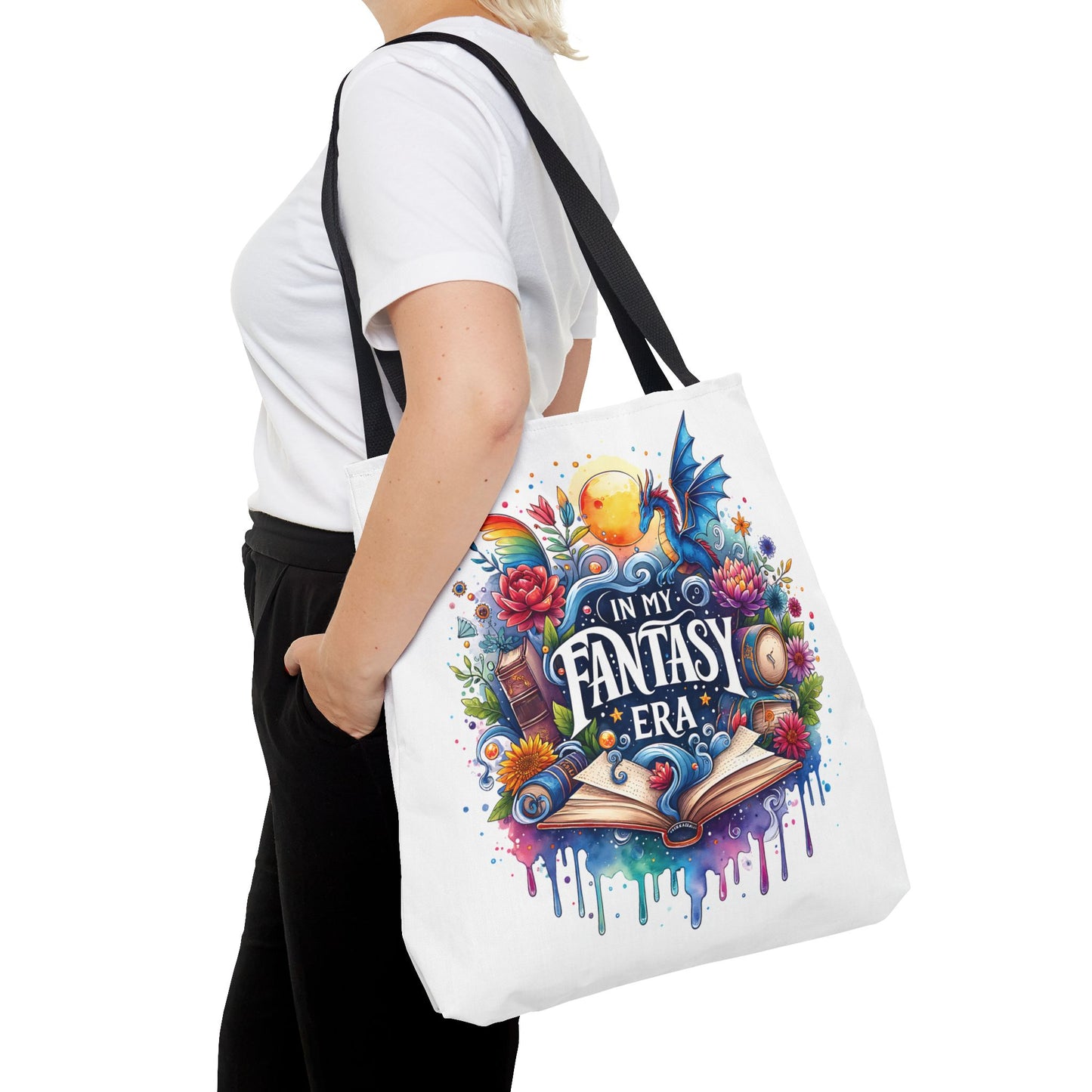 In My Fantasy Era | Colorful Dragon & Book Lover Tote Bag