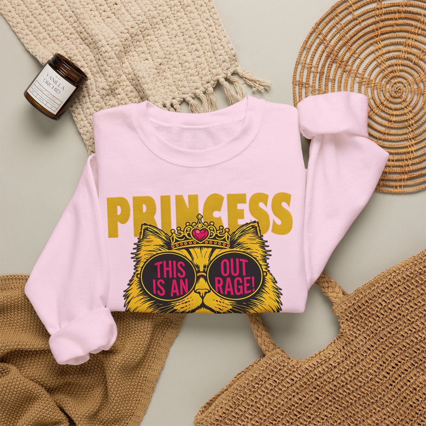 Princess Donut "This Is an Outrage!" Sweatshirt | Dungeon Crawler Carl Inspired Crewneck | Princess Donut Fan Gift | Funny Cat Sweatshirt