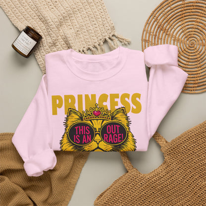 Princess Donut "This Is an Outrage!" Sweatshirt | Dungeon Crawler Carl Inspired Crewneck | Princess Donut Fan Gift | Funny Cat Sweatshirt