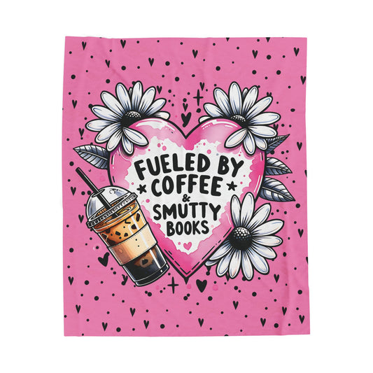 Fueled by Coffee and Smutty Books Blanket | Pink Bookish Cozy Reading Throw