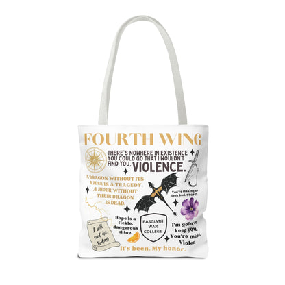 Fourth Wing Quote Tote Bag | Basgiath, Dragons & Violet Romance Design