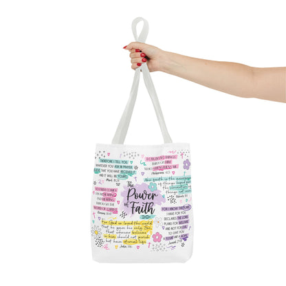 The Power of Faith | Christian Scripture Tote Bag | Inspirational Bible Verse Bag | Religious Gift for Women