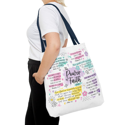The Power of Faith | Christian Scripture Tote Bag | Inspirational Bible Verse Bag | Religious Gift for Women