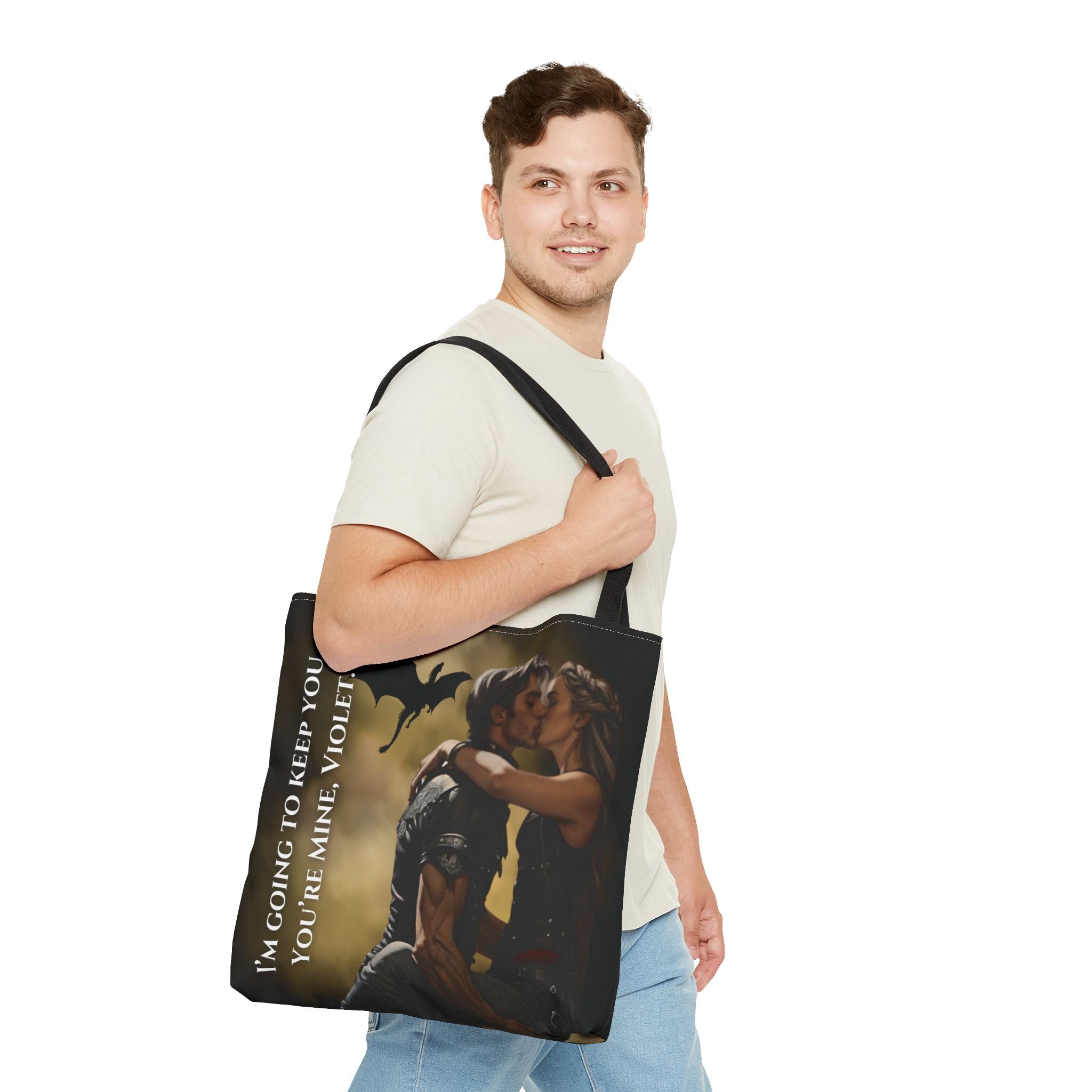 Violet & Xaden Fourth Wing Tote | Fantasy Romance Dragon Quote Bag