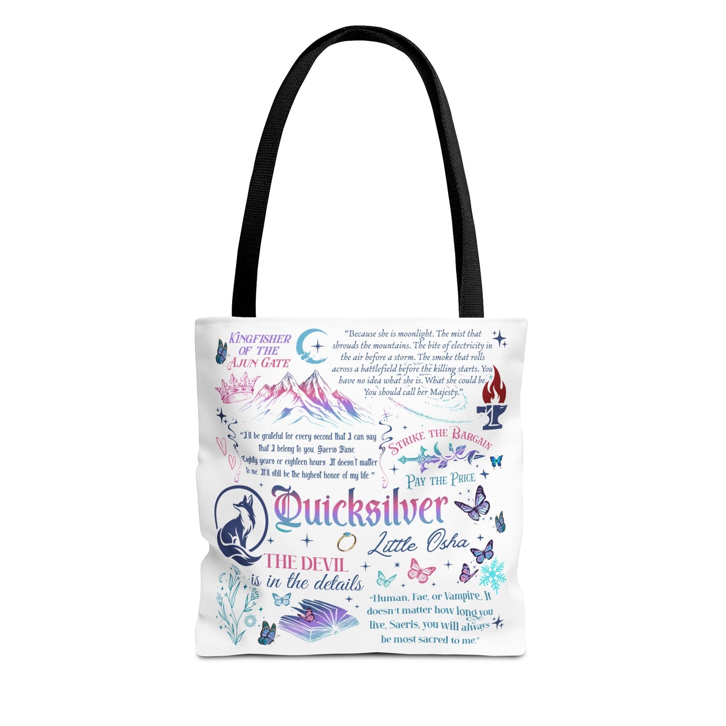 Quicksilver Quote Collage Tote Bag | Literary Script Typography