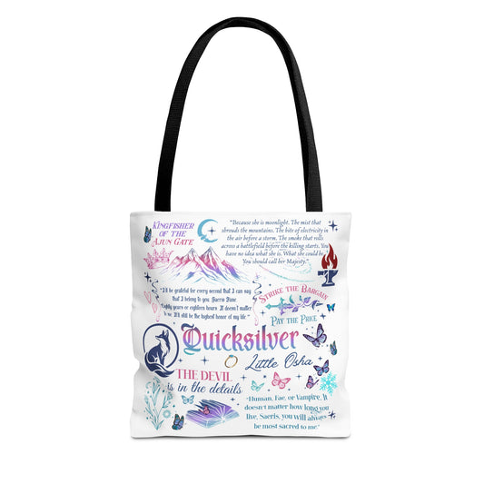 Quicksilver Quote Collage Tote Bag | Literary Script Typography