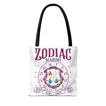 Zodiac Academy Tote Bag | Fantasy Book Lover Bag | Astrology Element Symbols