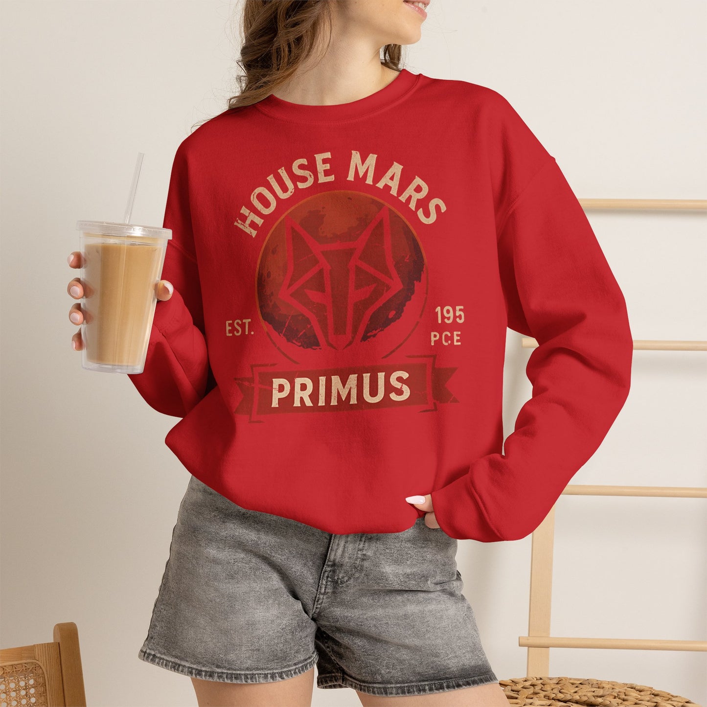 House Mars Primus Sweatshirt | Red Rising Inspired Crewneck | Howler Fan Gift | Sci-Fi Book Lover Sweatshirt | Mars Society Pullover
