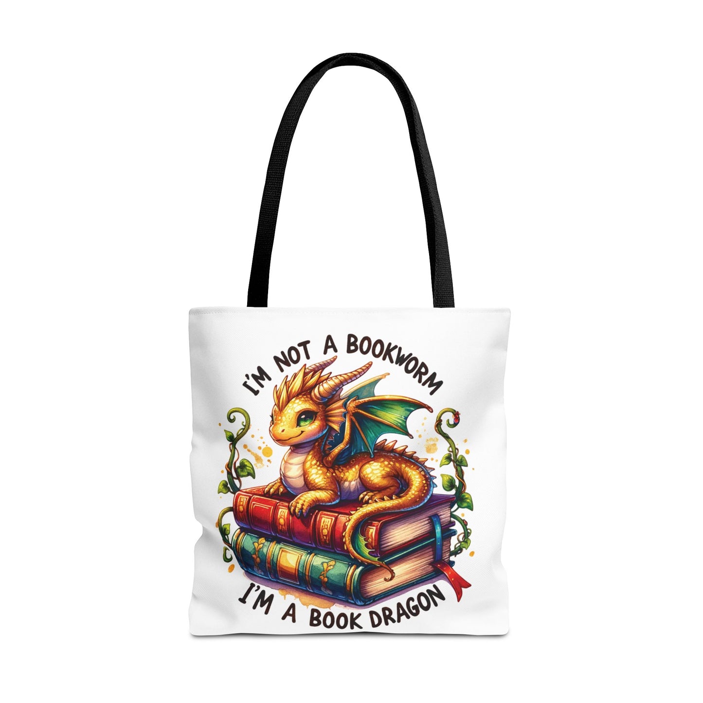 Book Dragon Tote Bag | Fantasy Reading Lover Gift | Double Sided Linen Bag