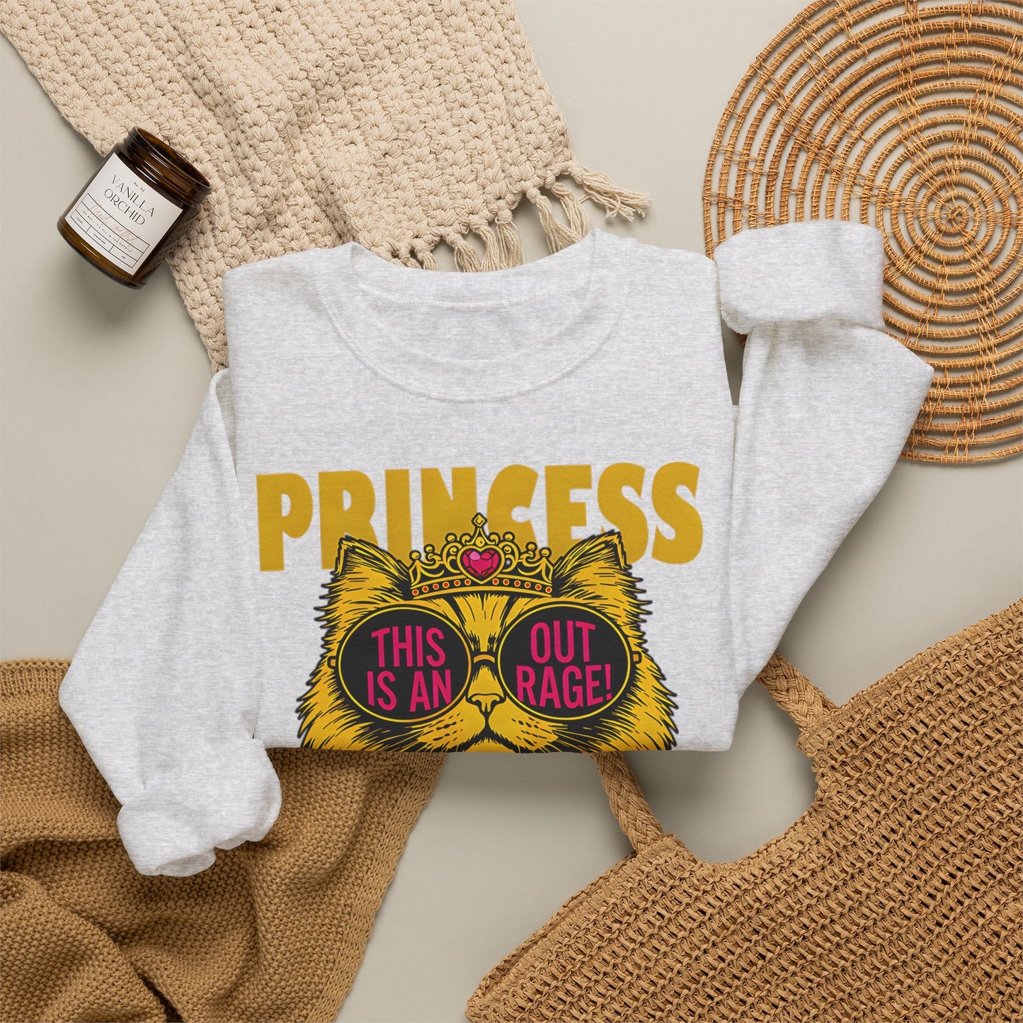 Princess Donut "This Is an Outrage!" Sweatshirt | Dungeon Crawler Carl Inspired Crewneck | Princess Donut Fan Gift | Funny Cat Sweatshirt