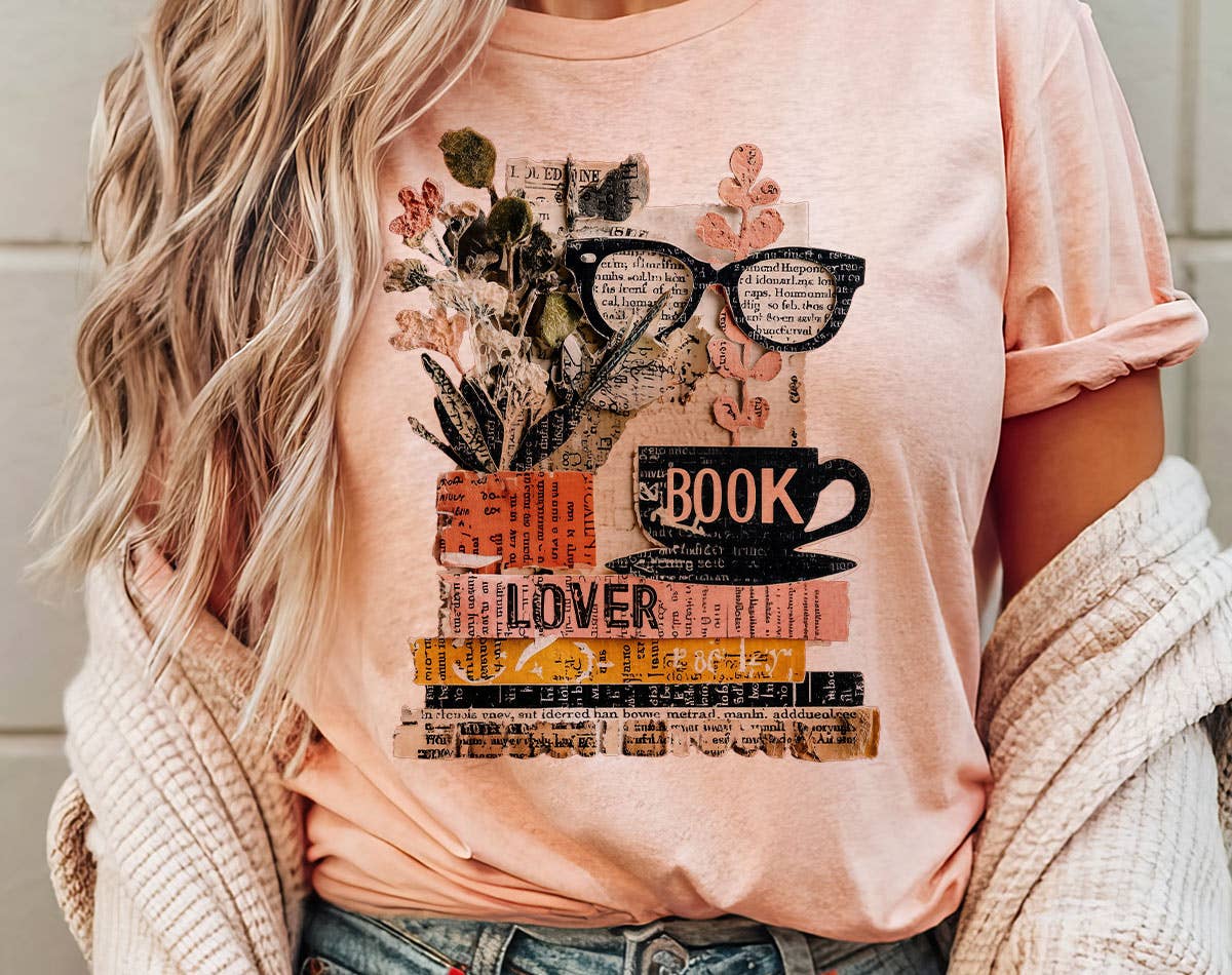 Book Lover Collage Glasses - Cute Book Reading T-Shirt