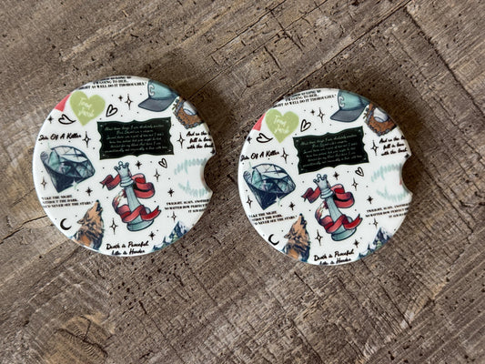 Twilight Inspired Car Coasters – Forks, Wolves & Vampires Quote Set