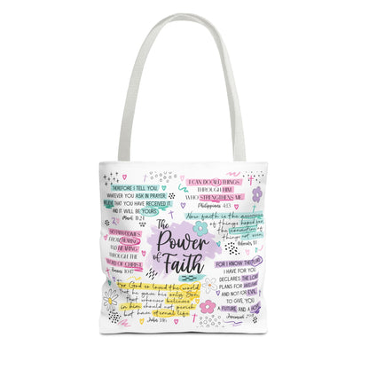 The Power of Faith | Christian Scripture Tote Bag | Inspirational Bible Verse Bag | Religious Gift for Women