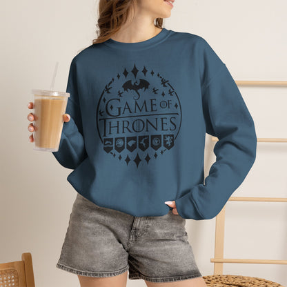 Game of Thrones Inspired Sweatshirt | Westeros Fantasy Crewneck | Dragon & Iron Throne Fan Gift | Unisex Cozy Bookish Sweatshirt