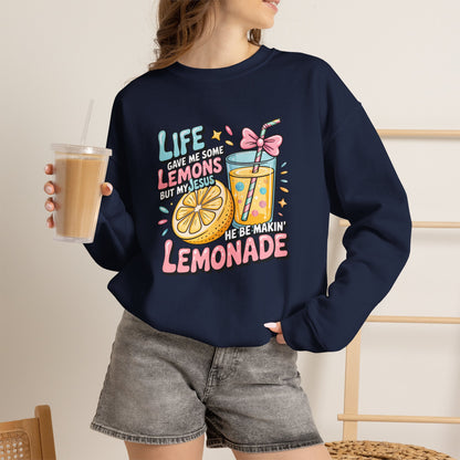 Life Gave Me Lemons But My Jesus He Be Makin' Lemonade Sweatshirt | Christian Sweatshirt | Forrest Frank Inspired Crewneck | Faith Graphic Pullover | Cute Christian Gift