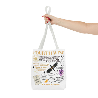 Fourth Wing Quote Tote Bag | Basgiath, Dragons & Violet Romance Design