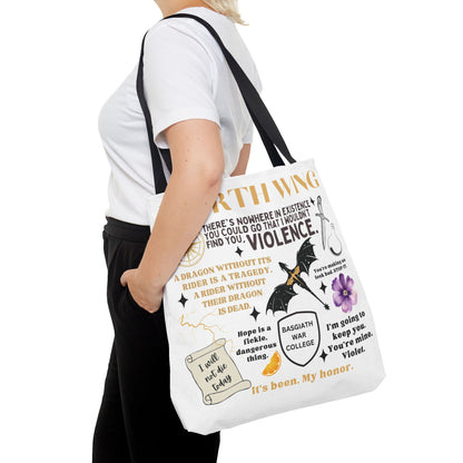 Fourth Wing Quote Tote Bag | Basgiath, Dragons & Violet Romance Design