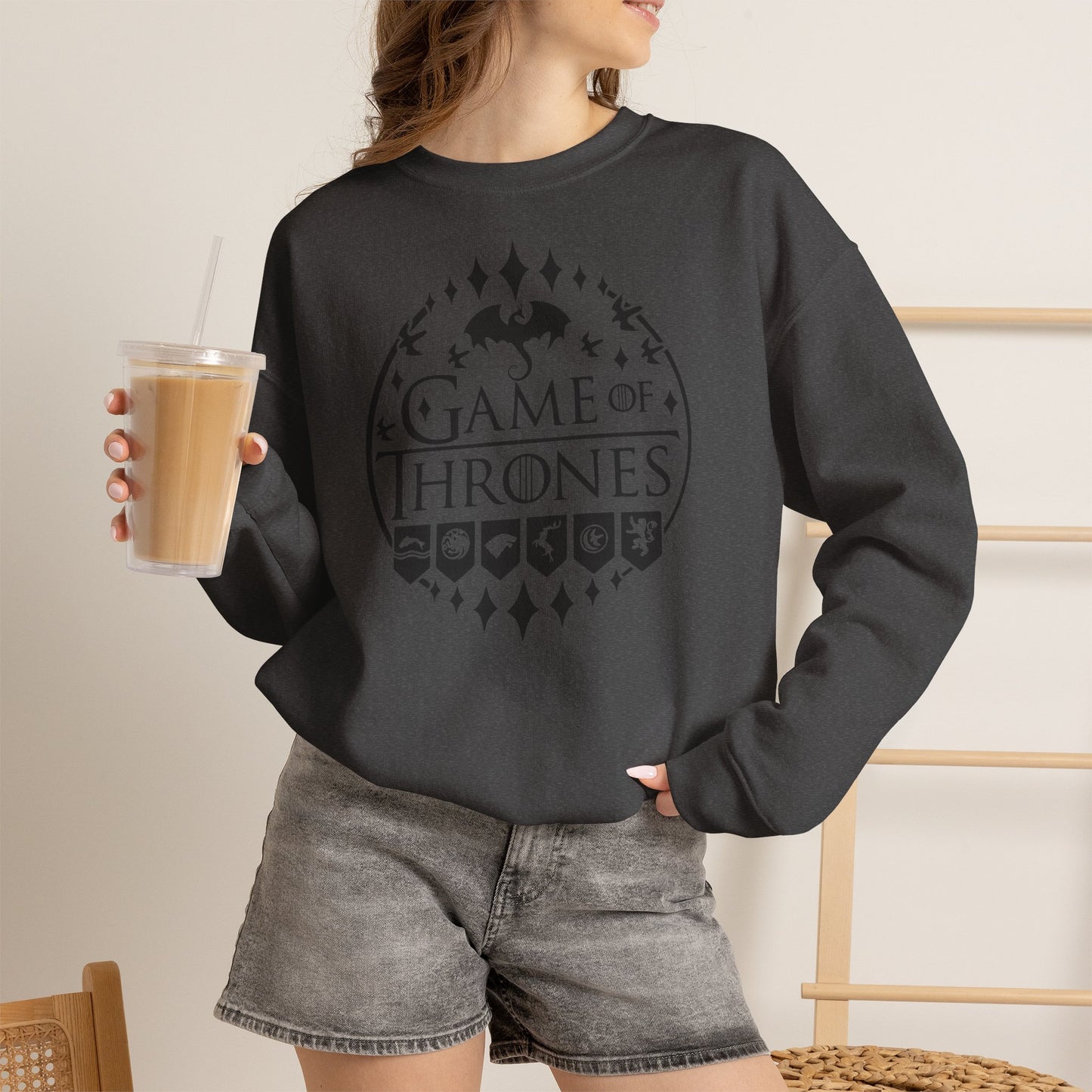 Game of Thrones Inspired Sweatshirt | Westeros Fantasy Crewneck | Dragon & Iron Throne Fan Gift | Unisex Cozy Bookish Sweatshirt