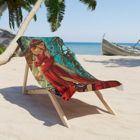 Isla Red Gown Beach Towel | Lightlark Inspired Fantasy Design