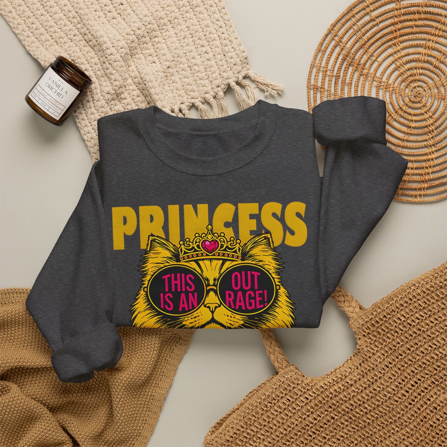 Princess Donut "This Is an Outrage!" Sweatshirt | Dungeon Crawler Carl Inspired Crewneck | Princess Donut Fan Gift | Funny Cat Sweatshirt
