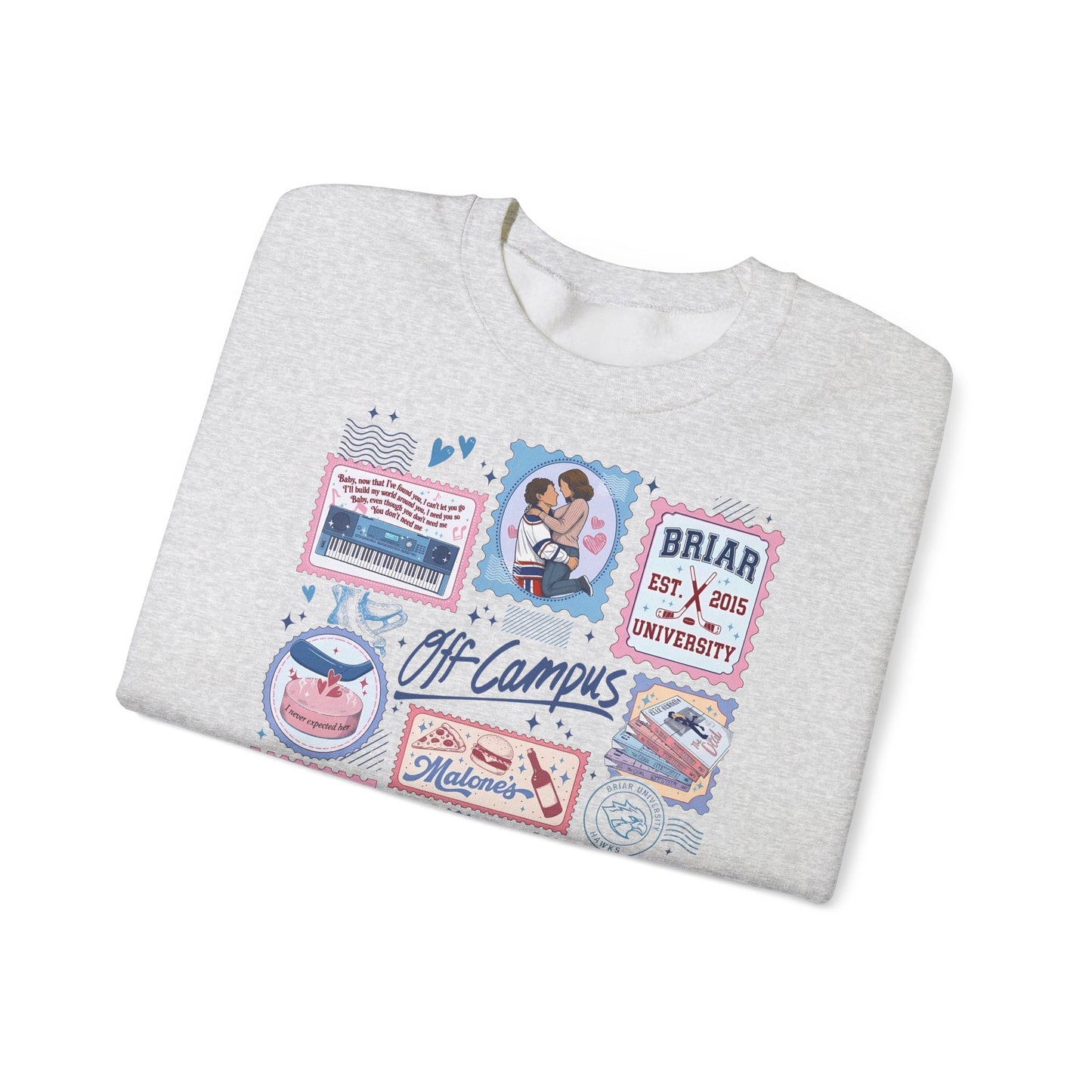 Off Campus Stamps Sweatshirt | Hockey Romance Crewneck | Briar University Inspired Sweatshirt | Bookish Romance Gift | Cozy Reader Pullover