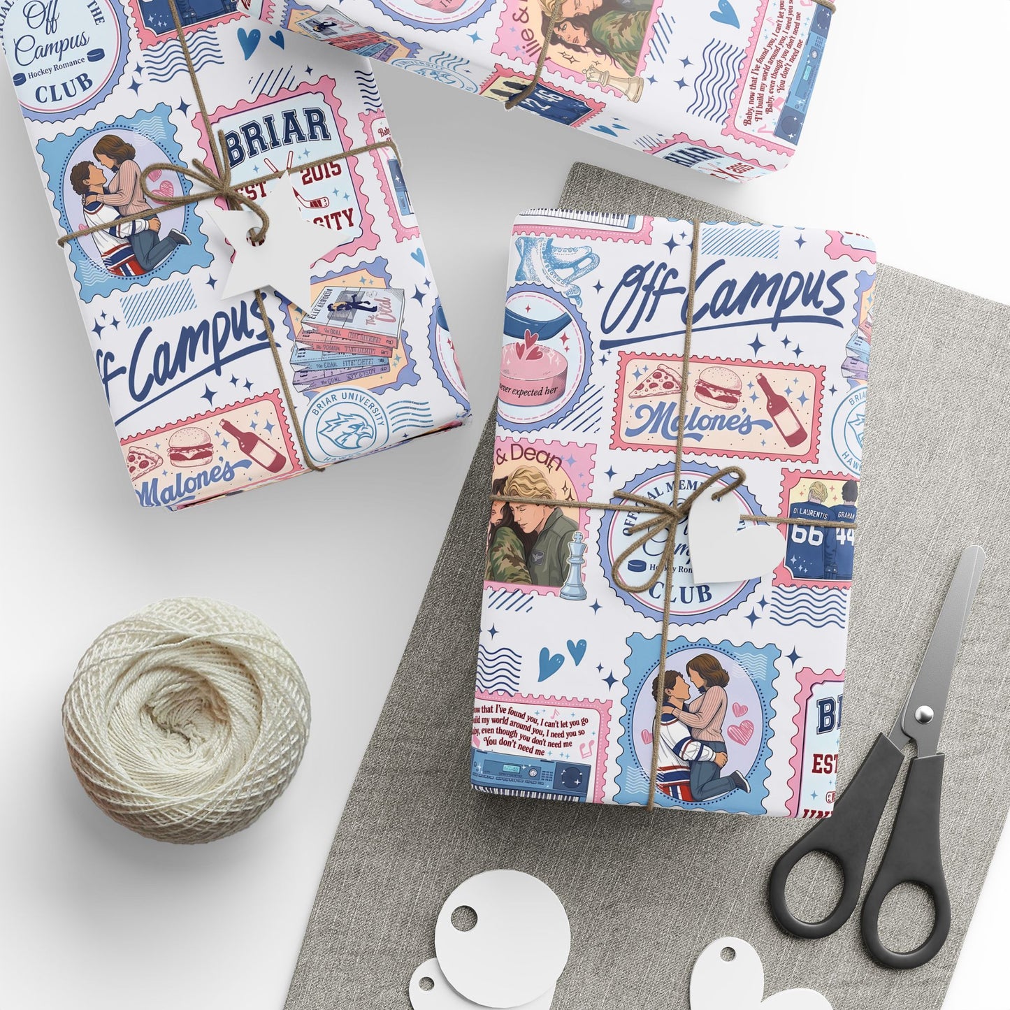Off Campus Inspired Wrapping Paper | Hockey Romance Gift Wrap | Briar U Book Lover Wrapping Paper | College Romance Reader Gift
