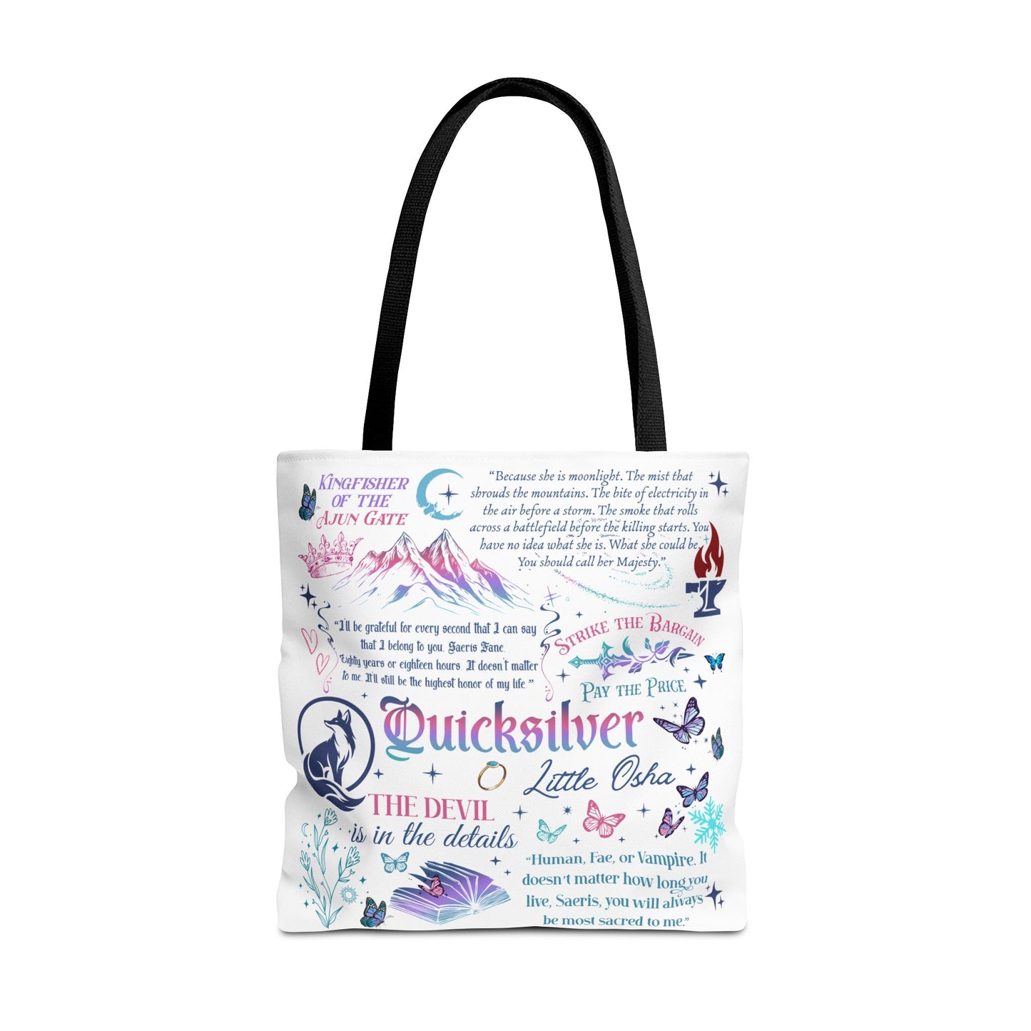 Quicksilver Quote Collage Tote Bag | Literary Script Typography