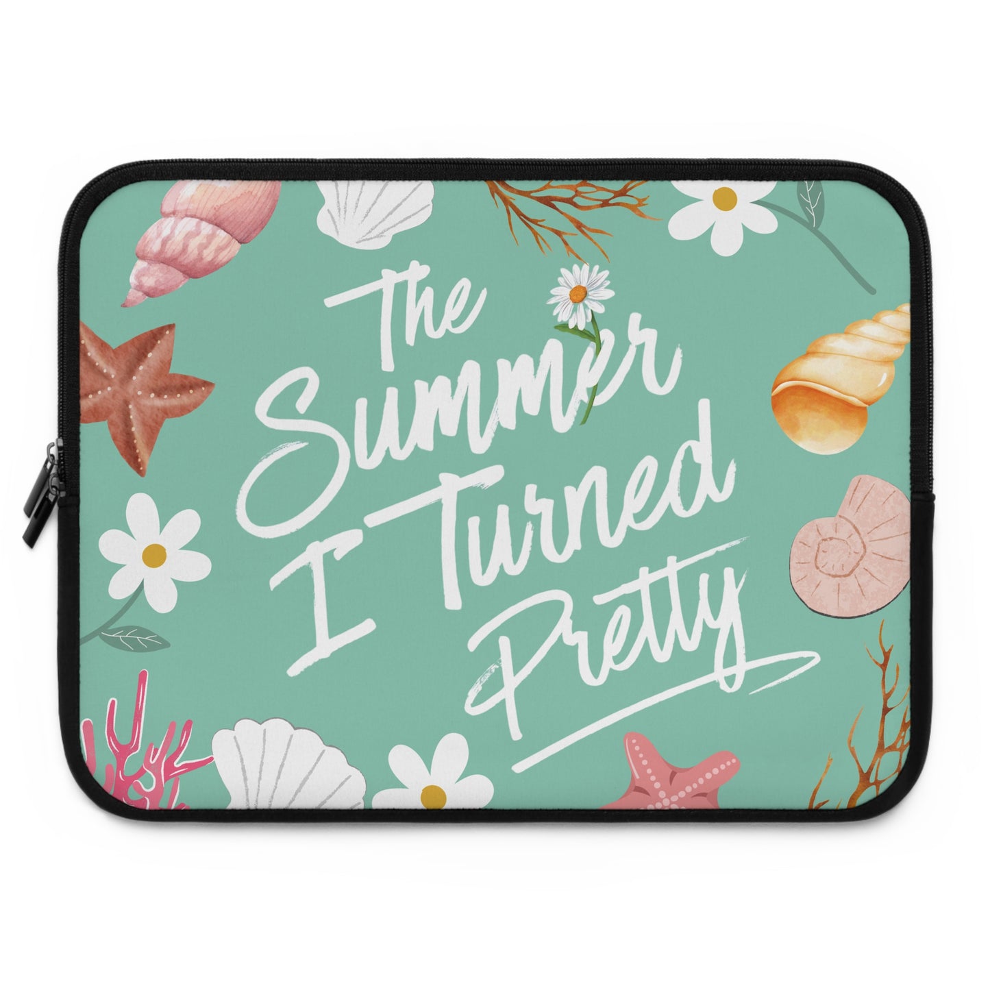 The Summer I Turned Pretty Laptop Sleeve | TSITP Laptop Sleeve | Cousins Beach Aesthetic with Shells & Daisies