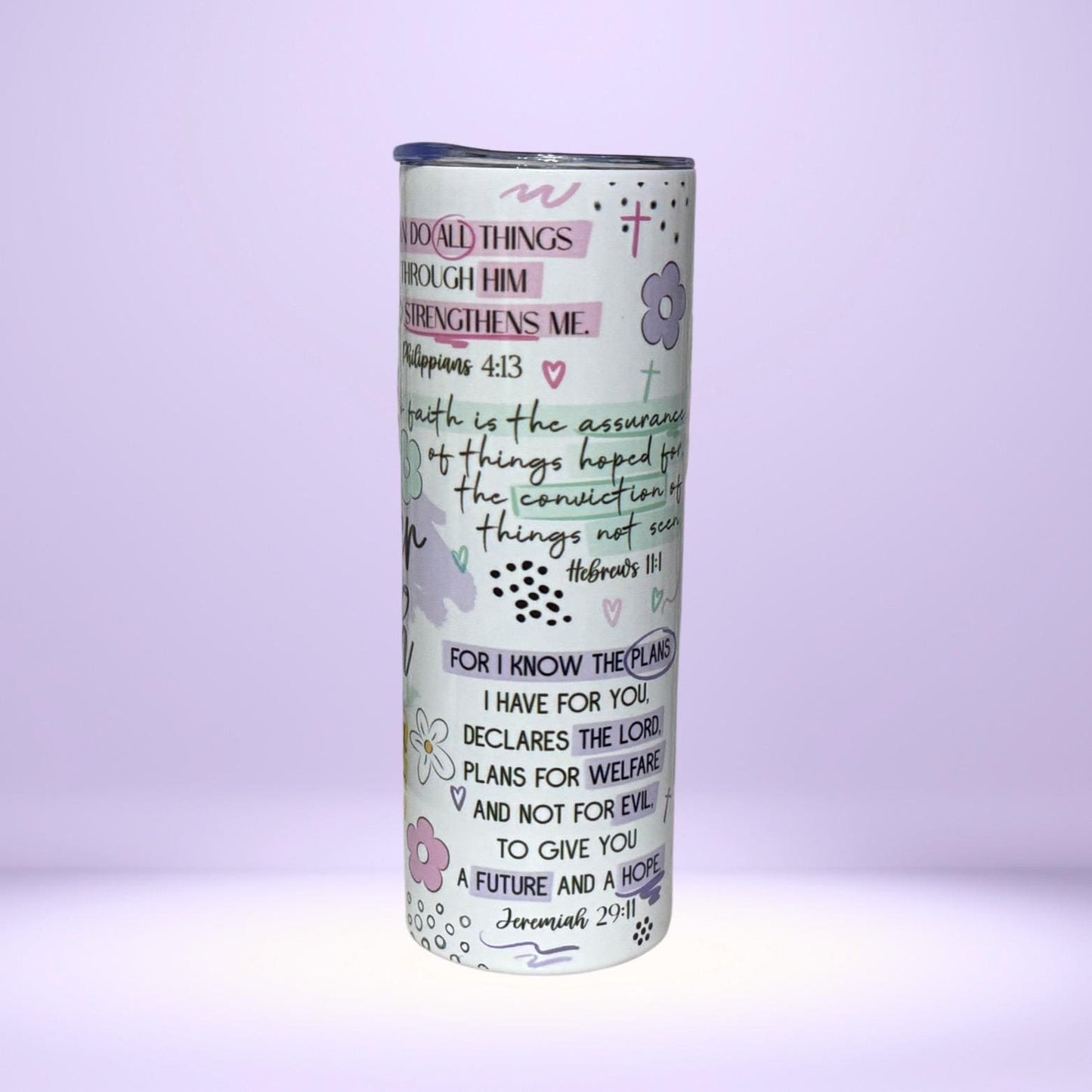 Power of Faith Tumbler | Bible Verse Christian Gift | Inspirational Scripture Drinkware
