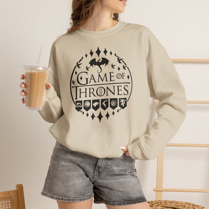 Game of Thrones Inspired Sweatshirt | Westeros Fantasy Crewneck | Dragon & Iron Throne Fan Gift | Unisex Cozy Bookish Sweatshirt