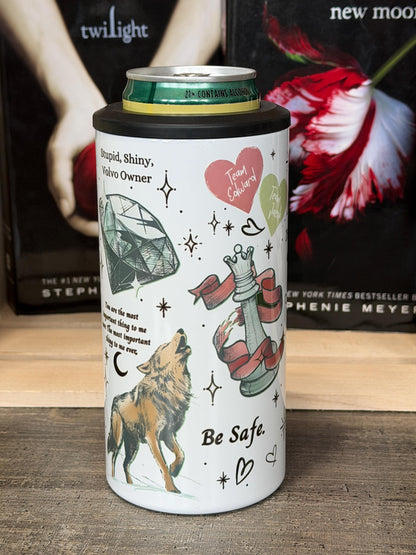 Twilight Inspired 4 in 1 Can Cooler | Vampire Bookish Drink Holder | Edward vs Jacob Tumbler | Book Lover Gift | Insulated Can Cooler