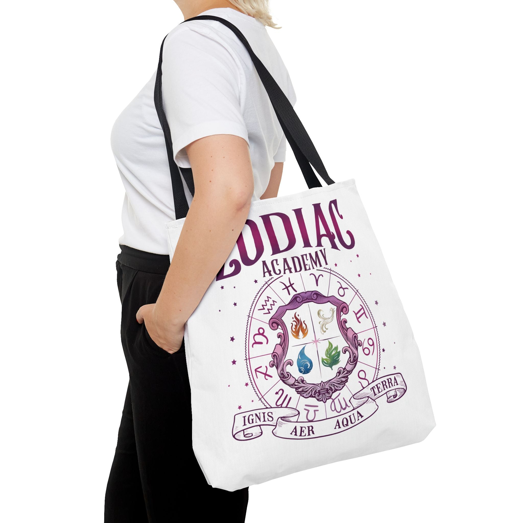Zodiac Academy Tote Bag | Fantasy Book Lover Bag | Astrology Element Symbols