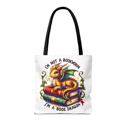 Book Dragon Tote Bag | Fantasy Reading Lover Gift | Double Sided Linen Bag