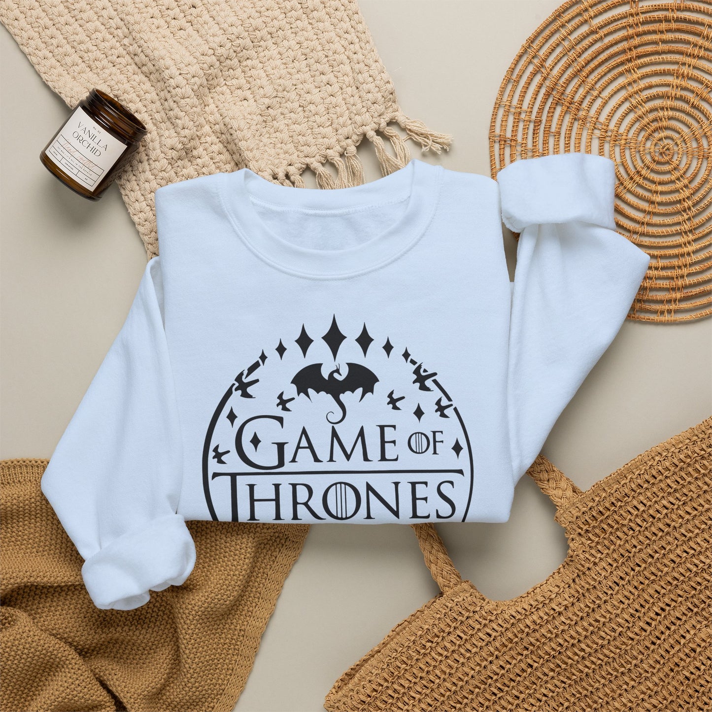 Game of Thrones Inspired Sweatshirt | Westeros Fantasy Crewneck | Dragon & Iron Throne Fan Gift | Unisex Cozy Bookish Sweatshirt