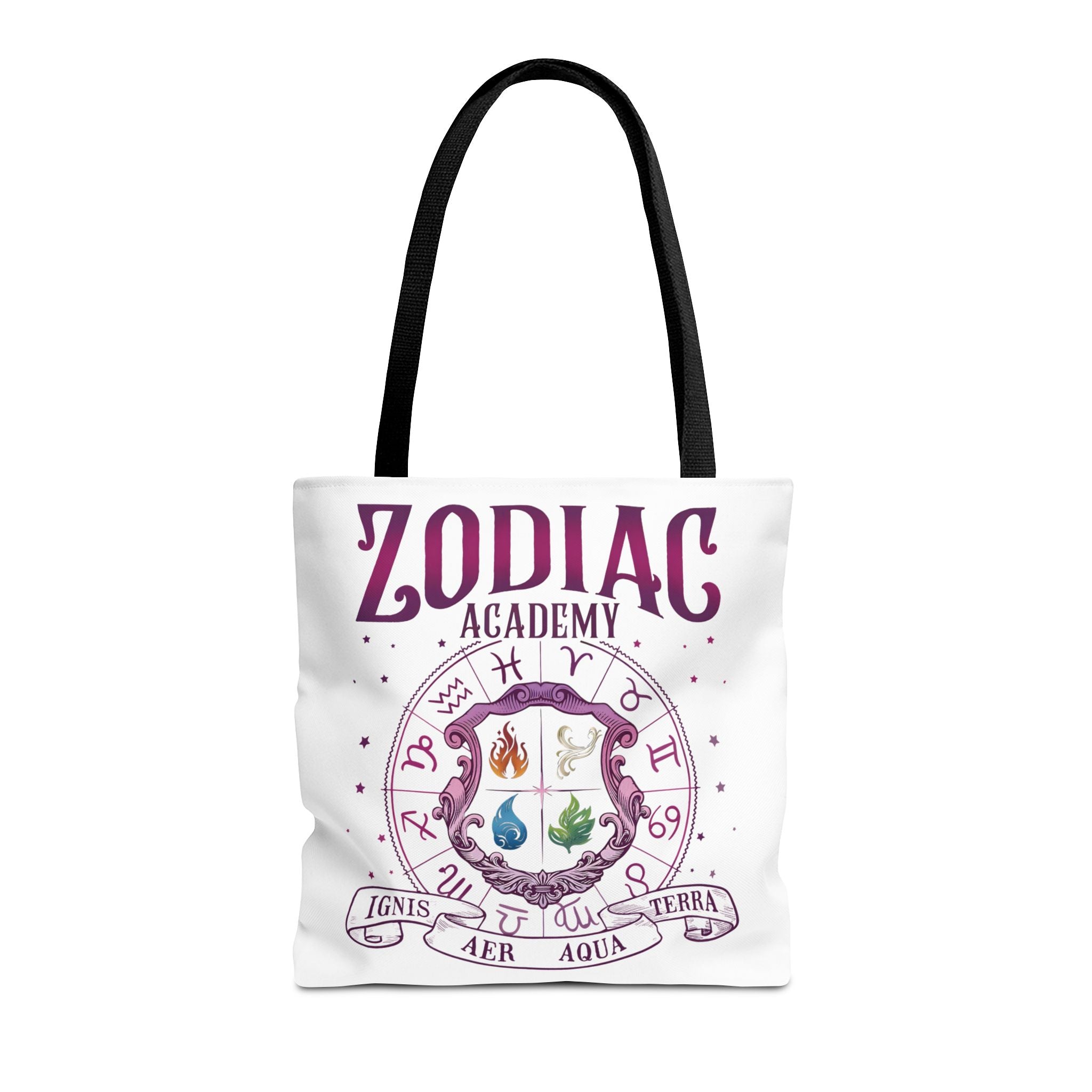 Zodiac Academy Tote Bag | Fantasy Book Lover Bag | Astrology Element Symbols