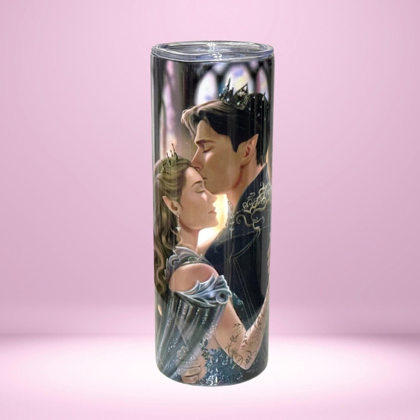 ACOTAR Inspired Tumbler – Feyre & Rhysand Romantic Fantasy Cup – "Hello, Feyre Darling" Elven Couple Design