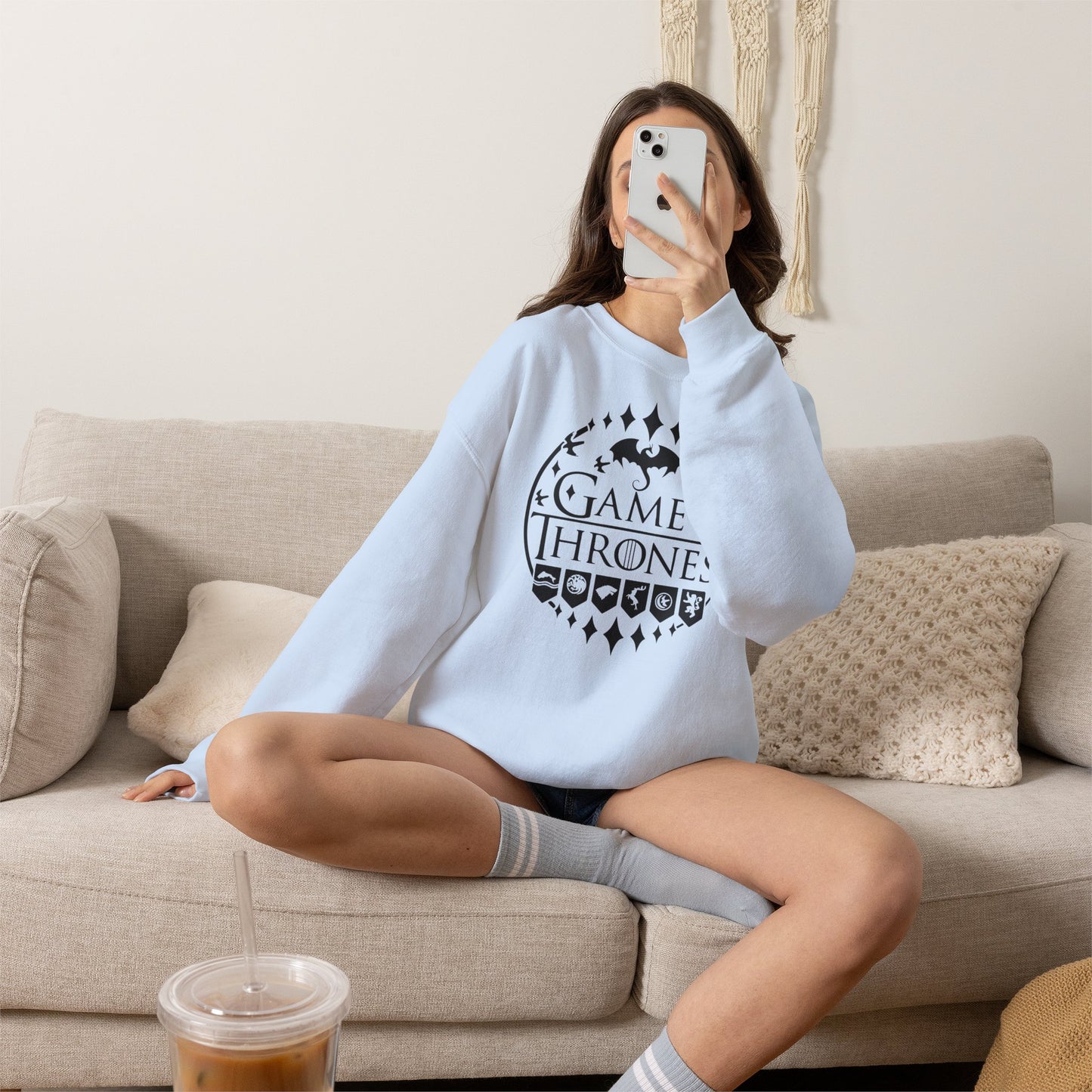 Game of Thrones Inspired Sweatshirt | Westeros Fantasy Crewneck | Dragon & Iron Throne Fan Gift | Unisex Cozy Bookish Sweatshirt