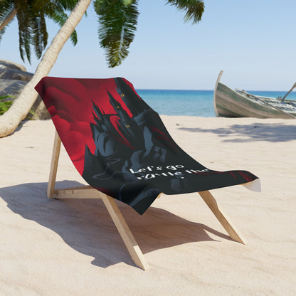 Throne of Glass Inspired Beach Towel with | Let's Go Rattle the Stars | Quote and Castle Design